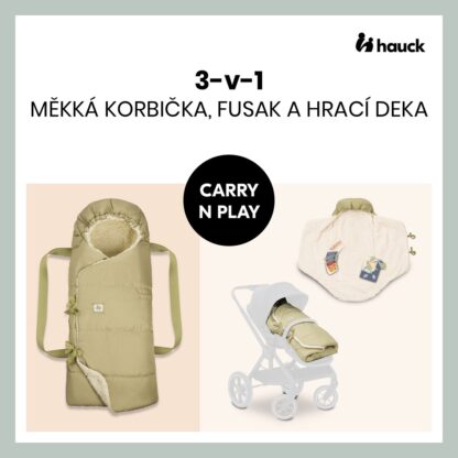 Hauck Měkká korbička 3v1 CARRY N PLAY plyš GREEN ¨ - Image 2