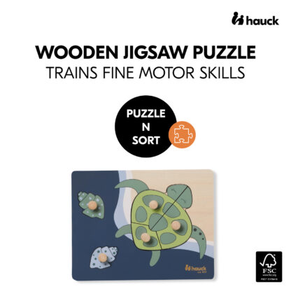 Hauck dřevěné Puzzle s úchyty Puzzle N Sort Turtle ¨ - Image 2