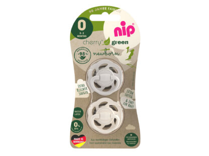 NIP CHERRY GREEN šidítko Newborn, kaučuk,0m+, 2ks, grey/brown