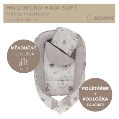 Bomimi HAGI Hnízdečko s polštářkem soft, KOLOUŠEK šedá xx - Image 2